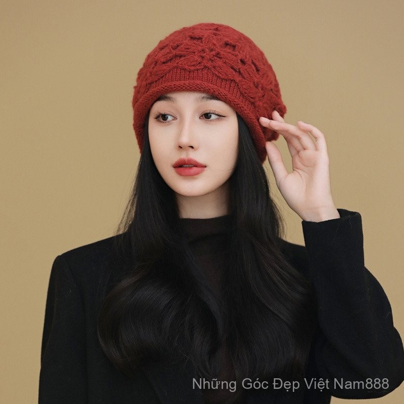 [Giảm giá] Mũ móc mùa đông thủ công nhỏ thủ công phiên bản Hàn Quốc chất lượng cao, đan hai lớp giữ ấm, Mũ đặc biệt dành cho nữ