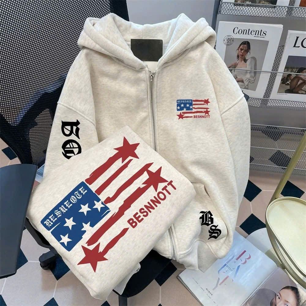 Áo khoác nỉ mũ 2 lớp unisex dài tay, phong cách thoải mái cho mùa đông ấm áp nam nữ mặc đẹp-phong3158