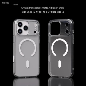 Mikaren iPhone 17 pro max Ốp Lưng Điện Thoại Pha Lê Từ Tính Trong Suốt Mờ Tích Hợp Nút AG 16Pro 15 14PM Vỏ Bảo Vệ Chống Sốc