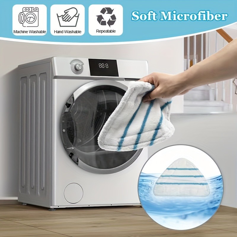 4 Chiếc Cây Lau Hơi Nước Thay Thế Miếng Lót Tam Giác Có Thể Giặt Vải Lau Sàn Microfiber Cây Lau Nhà