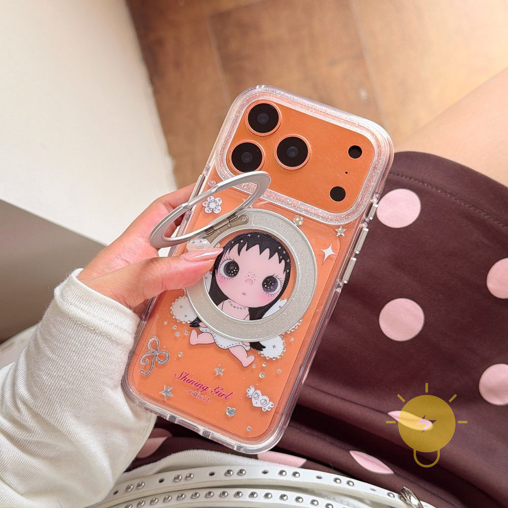 Phone Case For iPhone 17 Pro Max 16 15 with Griptok TPU Chain Wings with Griptok Angel Air Bag Aesthetic Korean Cute