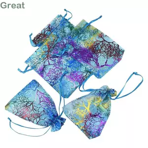 TUYỆT VỜI 10 / 20 Chiếc Túi Organza Gói Đồ Dùng Cưới Ủng Hộ Trang Trí Tiệc Dập Nóng