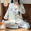 Bộ Đồ Ngủ Ngoại Thương Trực Tiếp Cho Nữ Thu Đông Áo Cardigan Cổ Bẻ Nhung Đức Dài Tay Bộ Đồ Mặc Nhà Ngọt Ngào Rộng Rãi
