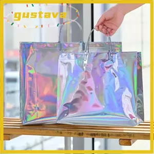 Túi xách nữ GUSTAVA 1 / 10 CÁI, Túi mua sắm chống nước có thể tái sử dụng, Túi Tote bằng Laser PVC thời trang Ngày lễ tình nhân