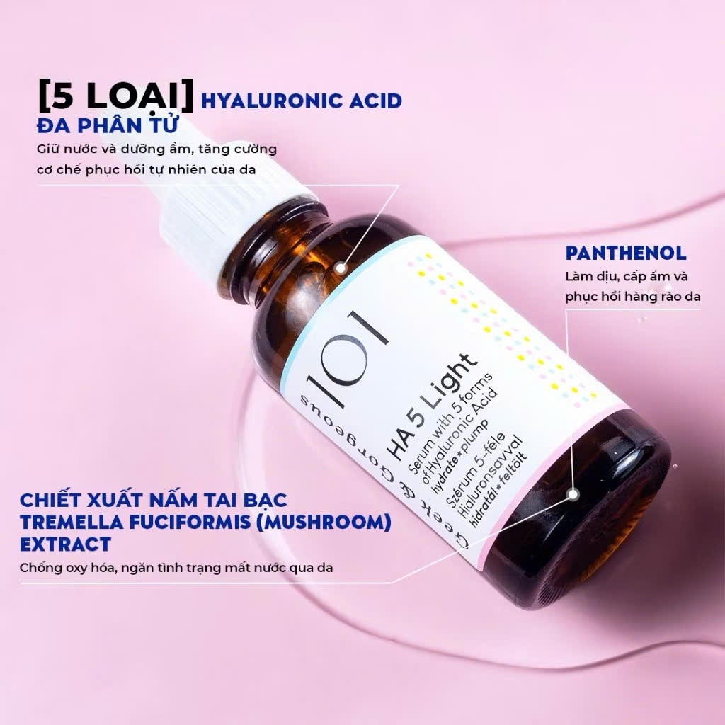 [HÀNG CÔNG TY] Serum HA 5 Geek & Gorgeous HA5 Light và HA5 Rich 30ml | Cấp Ẩm Phục Hồi Da