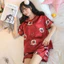 Bộ Đồ Ngủ Nữ Mùa Hè Ngắn Tay Kiểu Mỏng Giả Lụa Dễ Thương Cho Nữ Học Sinh Mùa Hè Bộ Hai Chiếc