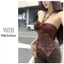 Milyfashion Khâu Không Đều Cổ Dây Sling Mùa Hè Phong Cách Mới Slim-fit Slimmer Nhìn Nâu Gợi Cảm Ngắn Top 8EMD
