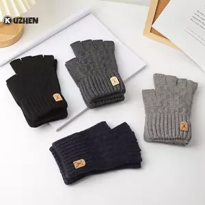 KUZHEN Dệt Kim Thi Nhiệt Nửa Ngón Găng Tay Nam Nữ Mùa Đông Ngoài Trời Lái Xe Ngón Găng Tay Màn Hình Cảm Ứng Găng Tay HOT