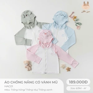 Áo chống nắng có vành mũ cho bé [ Siêu Mềm, Mát, Mịn Co Dãn Và Thấm Hút Mồ Hôi Tốt] Size 6M - 4Y (HAC01)