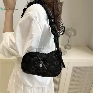 BeautifulHomeA Nơ In Hoa Xếp Ly Túi Đeo Vai Túi Đeo Vai Thời Trang Nữ Hợp Thời Trang Túi Đeo Ngang Cô Gái Ngọt Ngào Túi Cao Cấp VN