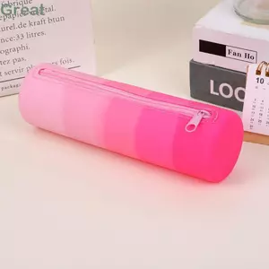 Bút chì silicon tuyệt vời, Túi đựng bút dung tích lớn đơn giản, Hộp đựng văn phòng phẩm tròn màu Gradient chống nước di động