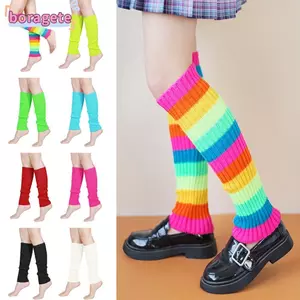 BORAGETE Neon Ribbed Leg Warmers, Đảng Thể Thao Yoga Bông Tai Kẹp Gothic Giữ Ấm Chân, Kawaii Y2K Trang Phục Halloween Đan Tất Dài Cho Nữ & Bé Gái