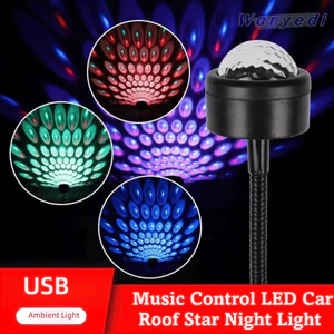 Máy chiếu đèn ngủ WANYEDI Star, Đèn nóc ô tô LED ABS đa năng, Điều khiển âm nhạc Đèn trang trí USB có thể điều chỉnh đầy màu sắc Chiếu sáng trong nhà