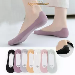 IAPPORTUNIA 1 Đôi Tất Nữ, Tất Thuyền Vô Hình Thoáng Khí Silicon Chống Trơn Trượt, Thoải Mái Thấp Cắt Cotton Đáy Siêu Mỏng Ice Silk Tất Mùa Hè