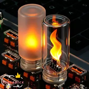 TOPTOOLCX Đèn khí quyển ô tô, Đèn LED USB loại ngọn lửa 5V, Bóng đèn LED sợi thủy tinh ABS di động Trang trí nhà cửa