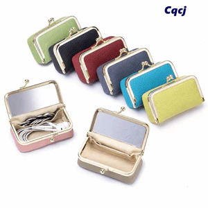 Túi Son Môi CQCJ, Màu Trơn Có Gương Trang Điểm Túi Đựng Tiền Mini, Da Tinh Tế Chống Bắn Đa Năng Hộp Bảo Quản Trang Sức Dành Cho Nữ