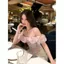 Mùa hè 2026 Phong cách mới Thiết kế đầy màu sắc lệch vai hẹp đẹp Top Pure Desire Một vai