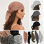 Băng đô SAMO, Khăn xếp hình vuông nhăn Bohemia Sequins, Vải mềm sành điệu Màu trơn 60cm * 60cm Bandana Turban Hóa trị bệnh nhân