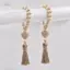 PNPIA- 1Pc Log Màu Hạt Gỗ Vòng Hoa Mộc Mạc Treo Tường Dây sel Đính Hạt Với Nút Trái Tim Dệt Mặt Dây Chuyền Trang Trí Nhà Cửa
