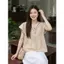 Áo sơ mi nữ CARDINA chất liệu linen tay cánh tiên phối viền 6AKC35