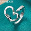 URMYLADY Bạc 925 Trái Tim Charm Nhẫn Nữ Cưới Đính Hôn Trang Sức Thời Trang