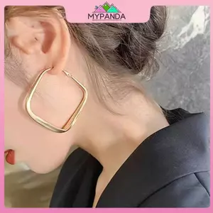 MYPANDA Thời Trang Màu Vàng Bông Tai Vòng Vuông Lớn Cho Nữ Phóng Đại Kim Loại Hình Học Không Đều Bông Tai Vòng Tròn Trang Sức.