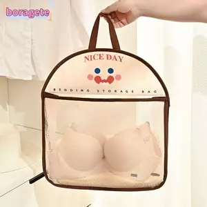 Túi lưới treo nhà bếp BORAGETE, lưu trữ đồ lót/tất tái sử dụng, dung tích lớn, kèm ngăn đựng túi rác