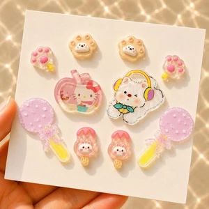 🍎🎧 Set Charm Hello Kitty Táo Hồng Và Gấu Tai Nghe Mây Trắng Pastel Premium Collection ☁️💖✨