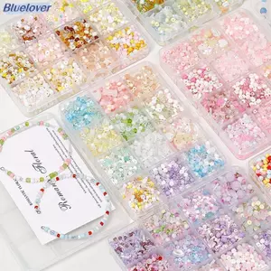 Bluelover 12 / 24 Lưới Siêu Hỗn Hợp Màu Thủy Tinh Hạt Cơm Bộ Hạt Rời Hạt Handmade DIY Vòng Tay Nelace Đính Hạt Chất Liệu Phụ Kiện Trang Sức Mới