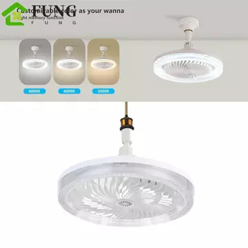 Quạt trần LED FUNG, Đèn quạt trần 2 trong 1 im lặng, Quạt trần hương liệu Chế độ ba tốc độ 3 chế độ ánh sáng E27 Đèn vít cho phòng khách