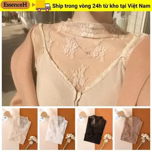 Áo ESSENCEH xuyên thấu, Áo thun dài tay màu đen, Lưới xuyên thấu Sheer dài tay