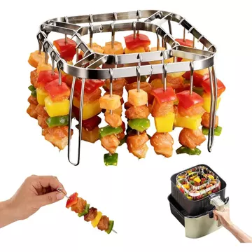 Giá đỡ nồi chiên không khí nóng có thể gập lại, Kệ nồi chiên không khí dọc, Cần thiết với 28 xiên, Phụ kiện nồi chiên không khí nóng Thép không gỉ 304, Thích hợp cho nồi chiên không khí nóng lớn hơn 1
