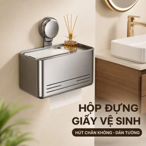 Hộp Đựng Giấy Vệ Sinh Hút Chân Không Hợp Kim Nhôm Chống Gỉ Dán Tường Nhà Tắm Nhà Bếp