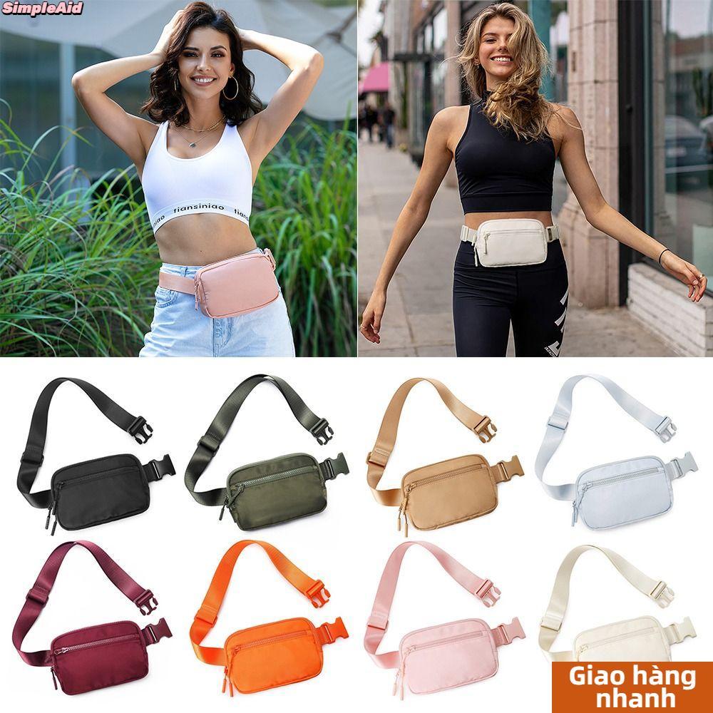 [Vận chuyển nhanh] Túi thắt lưng nữ SIMPLEAID, Dây đeo nhỏ có thể điều chỉnh, Mini thời trang Nhẹ với 4 túi có dây kéo Túi đeo thắt lưng tập luyện / chạy bộ / đi bộ đường dài