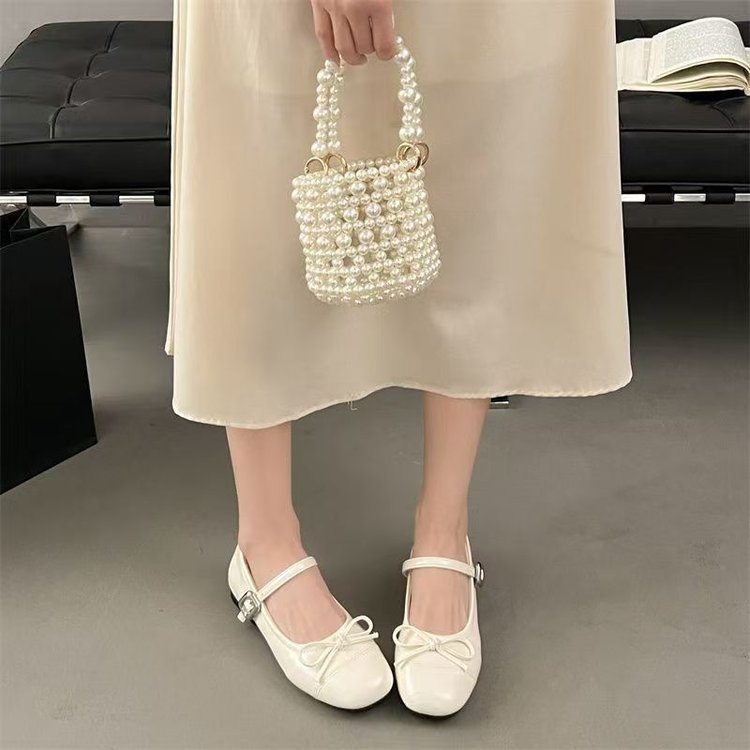 Pháp Retro Bạc Mũi Tròn Thấp Gót Mary Jane Giày Mùa Hè Phong Cách Mới Thời Trang Mặc Ngoài Chống Trơn Trượt Chống Mài Mòn JK Giày Da Nhỏ Nhà Máy Giá Bán Buôn