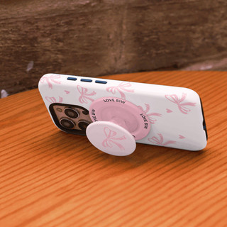 Ốp bảo vệ chân đế họa tiết nơ màu hồng cho iPhone 11 12promax 13pro15pro 15promax 14 14promax 14pro 16 pro max 16 plus 17 17promax ốp lưng hai trong một