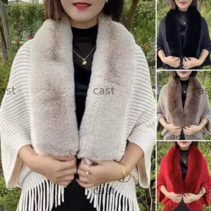 CAST Giả Lông Thú Cổ Áo Khoác Thời Trang Váy Dạ Hội Sang Trọng Quấn