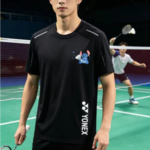 Bán chạy YONEX thể thao ngắn tay khô nhanh vải thoáng khí, kích thước rộng và mở rộng, không kén chọn, cầu lông, chạy bộ, thể dục, quần vợt, bộ đồ tennis tập luyện phổ thông