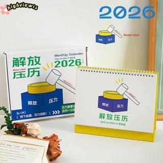 HIGHVIEWLS Bảng kế hoạch 365 ngày, Kawaii để giảm căng thẳng Lịch 2026, Lịch trình trang trí máy tính để bàn đơn giản sáng tạo Đồ dùng văn phòng
