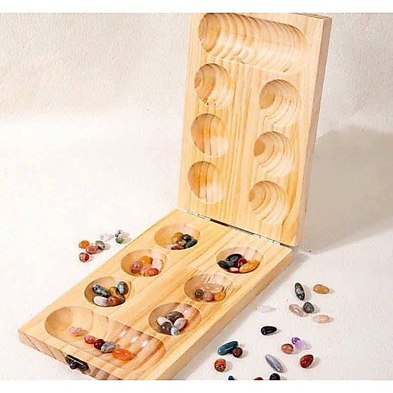 BỘ ĐỒ CHƠI Ô ĂN QUAN BẰNG GỖ THÚ VỊ CHO BÉ - mỗi bộ 50 viên gỗ/đá
