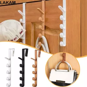 Móc treo cửa LAKAM, Móc treo 5 móc không dấu vết, Giá treo tường cho túi quần áo Mũ ví