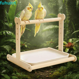 Đế để bàn FUHUIOT Vẹt, Nền tảng huấn luyện bô vẹt cực chống trượt sáng tạo, Thiết kế chống bắn tung tóe Khay có thể tháo rời Giá đỡ vẹt bằng gỗ tương tác Giảm bớt sự nhàm chán
