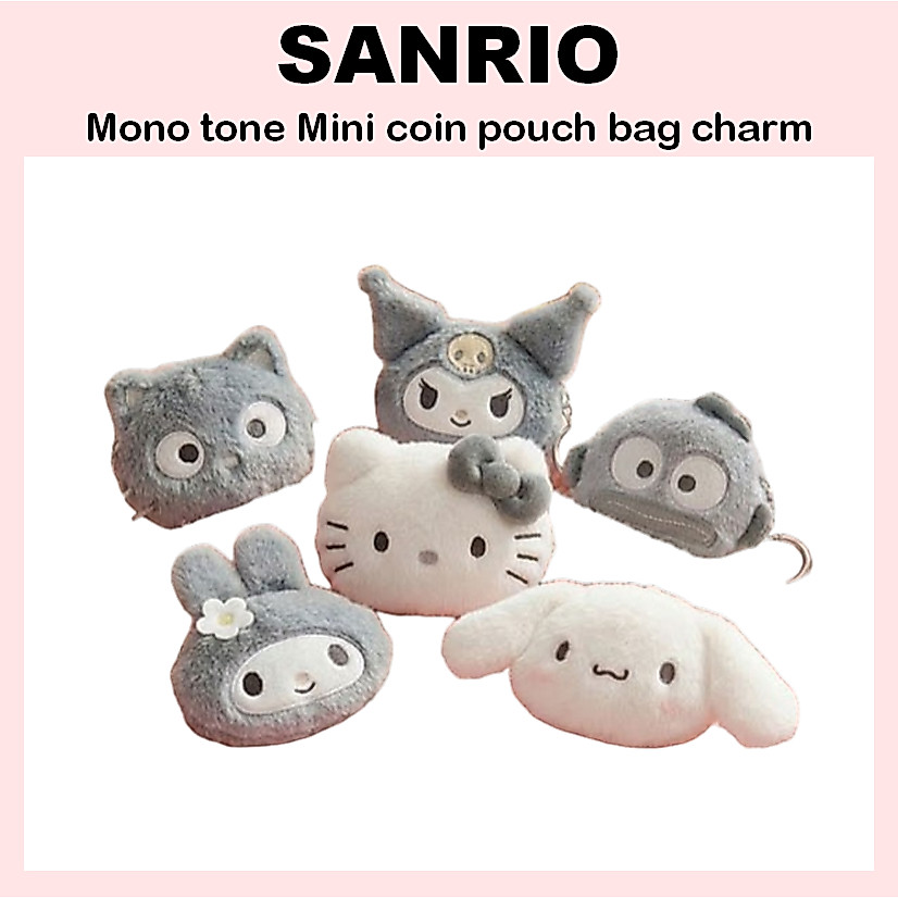 [SANRIO] Túi đựng tiền xu Mini đơn tông màu quyến rũ (Mymelody / Kuromi / Cinnamoroll / Kitty / Chococat / Hangyodon / Marshmallow)