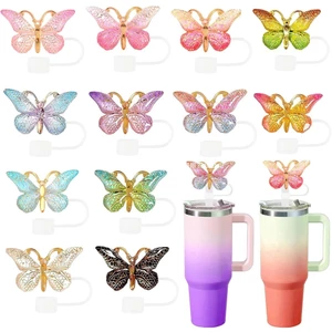 Màu Gradient Bướm Ống Hút Chống Bụi Đường Kính Lớn Ống Hút Cắm Cốc Phụ Kiện 9UH