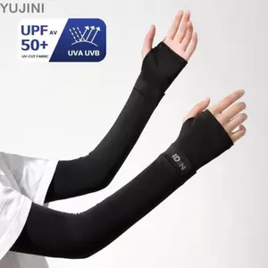 Tay áo chống nắng YUJUNI, Bảo vệ cánh tay lụa băng chống tia cực tím, Bảo vệ cánh tay thoáng khí Găng tay lụa băng màu trơn nam nữ