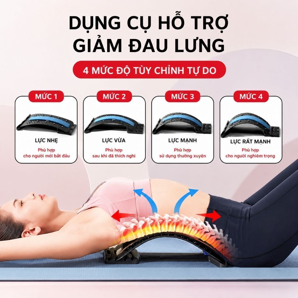 Khung Nắn Chỉnh Cột Sống Lưng 4 Mức Massage Thư Giãn Nhựa PP Cao Cấp Hỗ Trợ Giảm Đau Vai Gáy HOMIE