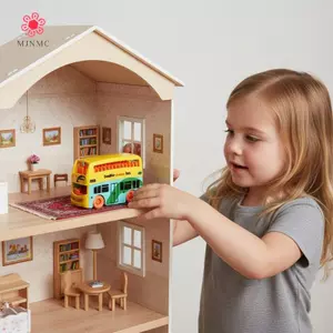 MJnmc Nhà Búp Bê Mini Đôi Xe Buýt Đồ Chơi Nhiều Màu Sắc Xe Mô Hình Chơi Phụ Kiện Cho Trẻ Em Sáng Tạo Trang Trí Phòng Quà Tặng Mới
