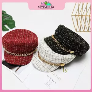 MYPANDA Mùa Thu Đông Dây Ngọc Trai Flat Top Mũ Hải Quân Thời Trang Mũ Beret Newsboy Mũ Berret Người Phụ Nữ Mũ Hình Bát Giác Mũ Thiết Kế Trang Phục Nữ.