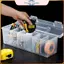 Bộ sắp xếp lưu trữ dụng cụ trong suốt POWER 7 mảnh với các bộ phận có thể điều chỉnh cho các bộ phận phụ kiện DIY Nhà để xe.
