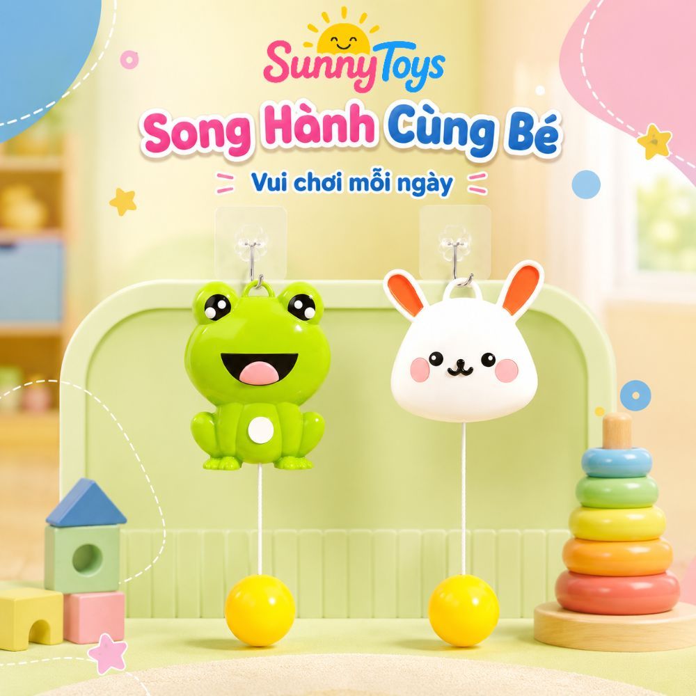 Bóng Bàn Treo Tường Ếch Phản Xạ SunnyToys - Bóng Bàn Treo Tường Gọn Nhẹ Cho Bé Chơi Tại Nhà